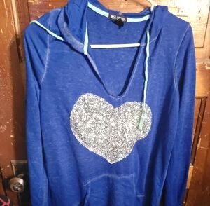 Miss Chievous Blue Hoodie with Silver Heart